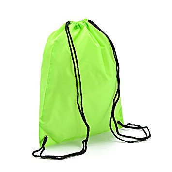 BINGONE Folding Backpack Nylon Drawstring Bag Home Travel Sport Storage Use Fluorescent Yellow