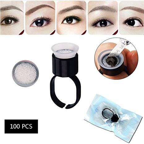 100pcs Kit Tattoo Ink Ring,Pigment Glue Rings With Sponge Ink Holder Container Cups Caps Tattoo Supplies