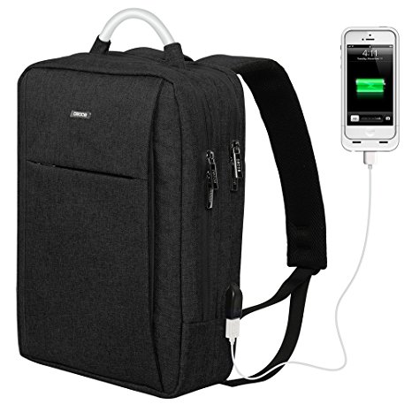 OSOCE Slim Laptop Backpack Business Computer Bag with USB Port Charger Anti Theft Casual Daypack Water Resistant College Rucksack 15.6 inch for School Work Travel