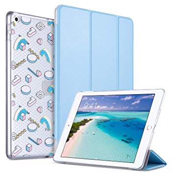 ULAK iPad 2017/2018 iPad 9.7 inch Case, Slim Lightweight Smart Case Trifold Stand with Auto Sleep/Wake Function, Hard Back Clear Cover for Apple iPad 9.7-inch 5th 6th Gen, 3D Shapes