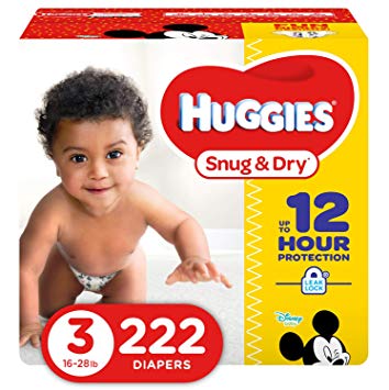Huggies Snug and Dry Diapers Size 3 Economy Plus Pack 222 Count