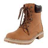 Forever Broadway-3 Womens Combat Lace Up Padded Outdoor Work Shoes Ankle Short Boots Tan