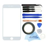 NIUTOP iPhone 6 Screen Replacement Kit Including 1 Replacement Screen Glass Part for Apple Iphone 6 47 Inch  1 Pair of Tweezers  1 Roll of Adhesive Tape  1 Repair Tool Kit  1 Niutop Microfiber Cleaning Cloth  Without LCD Display and Touch Digitizer White