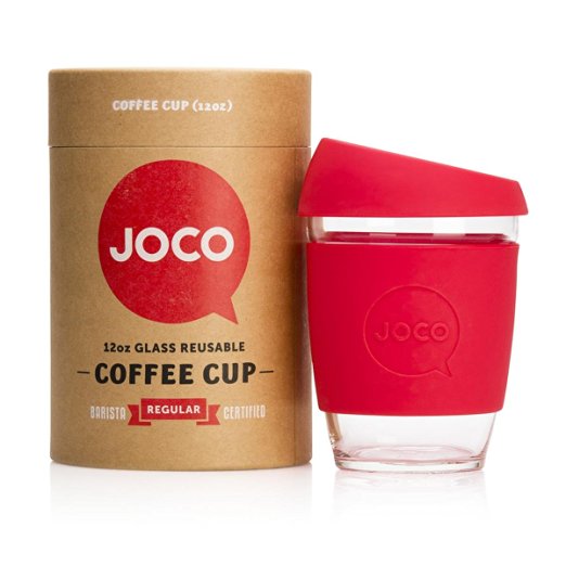 JOCO Glass Reusable 12oz Coffee Cup (Red)