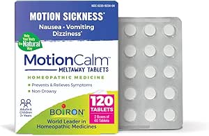 Boiron MotionCalm Relief for Nausea, Vomiting, or Dizziness from Motion Sickness, Carsickness, Seasickness, Amusement Rides, and Video Games or VR - Non-Drowsy - 120 Count (2 Pack of 60)