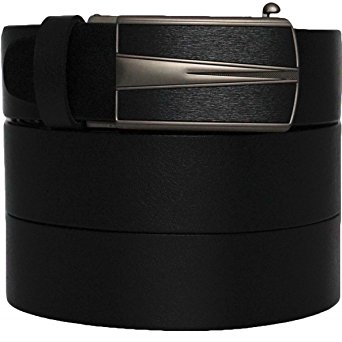 West Leathers Men's Dual-Use Buckle Italian Top Grain Leather Belts Automatic Ratchet Belt
