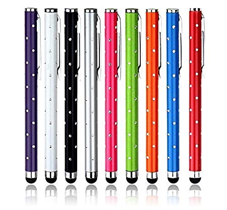 YLC 9 Pack Bling Stylus Touch Screen Cellphone Tablet Pens Styli for iPhone iPod Touch iPad SONY PSP PS VITA Motorola Xoom Samsung Galaxy BlackBerry Playbook and all other Capacitive Screen Devices