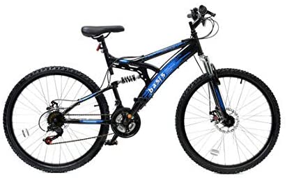 Basis 1 Full Suspension Mountain Bike Disc Brakes 18 Speed Black Blue