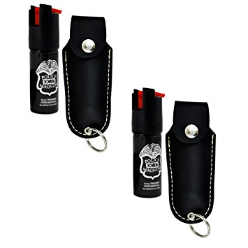 Police Magnum Faux Leather Holster Pepper Spray with UV Dye and Twist Top