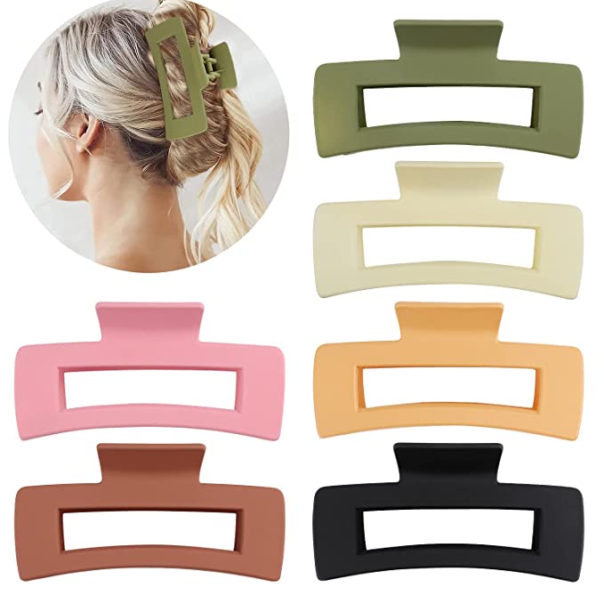 ACO-UINT 6 Pack Hair Clips for Women, Non-Slip Matte Claw Clips for Thick/Thin Hair, Strong Clips with Macaroon Color Hair Styling Accessories for Daily Use or Workout (4.2 Inch, 6 Colors)