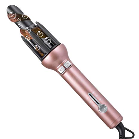 Automatic Hair Curler for Long Hair Curling Iron Wand 360 Rotating Styling Wand 1.1" Ceramic Professional Auto Styling Tools & Appliances Gifts for Women EU Plug   US Plug(As Picture) (Rose Gold)