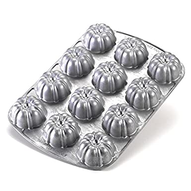 Nordic Ware Commercial Bundt Brownie/Cupcake Pan with Premium Non-Stick Coating, 12-Cavity