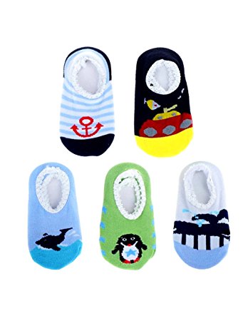 Blulu 5 Pairs Baby Socks Anti Slip Skid Socks for 8 - 36 Months Infants and Toddlers