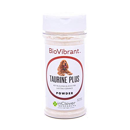 InClover BioVibrant Taurine Plus 4 in 1 Supplement for Dogs with Taurine and Essential Amino Acid Precursors, Protects Against Cardiomyopathy, Supports Heart Health, 3.5 oz Powder