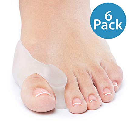 NatraCure Gel Big Toe Bunion Guards & Toe Spreaders - 1315-M RET6PK - (6 Pieces) - (For Pain Relief from Crooked Toes, Pressure, and Hallux Bunions)