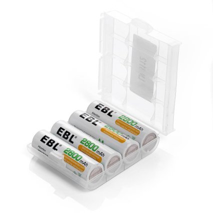 EBL AA 2800mAh High Performance Ni-MH Rechargeable Batteries 4 Pack