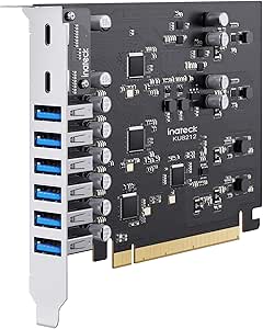 Inateck PCIe USB 3.2 Gen 2 Karte, USB C Power Delivery Laden, 2 USB C Ports und 6 USB A Ports mit 16 Gbps Gesamtbandbreite, KU8212