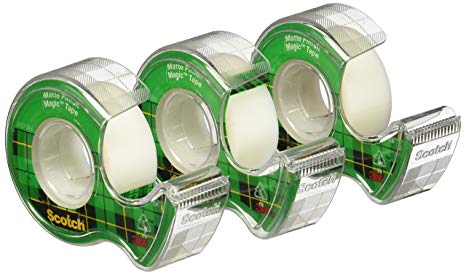 Scotch Tape Magic Tape, 19mm Wide x 8.9m, 3 Rolls with Dispensers