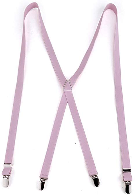 TopTie Men's Solid Suspenders Elastic 3/4 inch X-back Adjustable Suspenders