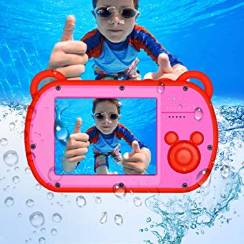 Waterproof Kids Camera, HD 1080P Underwater Camera for Kids, Video Recorder Action Preschool Camera, 8X Digital Zoom Camera with Flash & Microphone Sticker