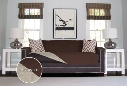 The Original SOFA SHIELD Reversible Furniture Protector Features Elastic Strap Sofa Extra Wide ChocolateBeige