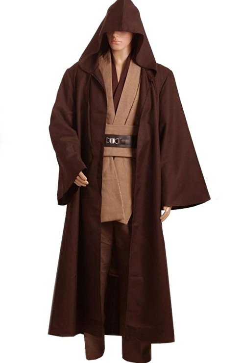 CosplaySky Star Wars Jedi Robe Costume Obi-Wan Cosplay Halloween Outfit Brown Version