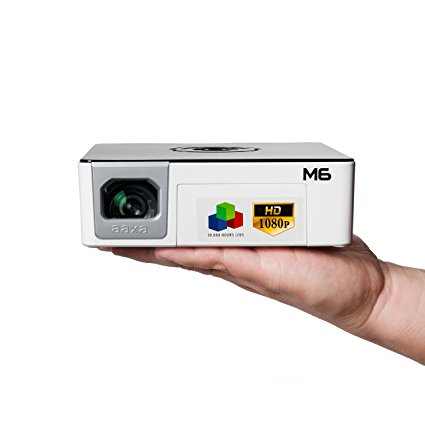 AAXA M6 Full HD Micro LED Projector with Built-In Battery Native 1920x1080p Fhd Resolution 1200 Lumens 30 000 Hour Leds Onboard Media Player Business/Home Theater Use Projector