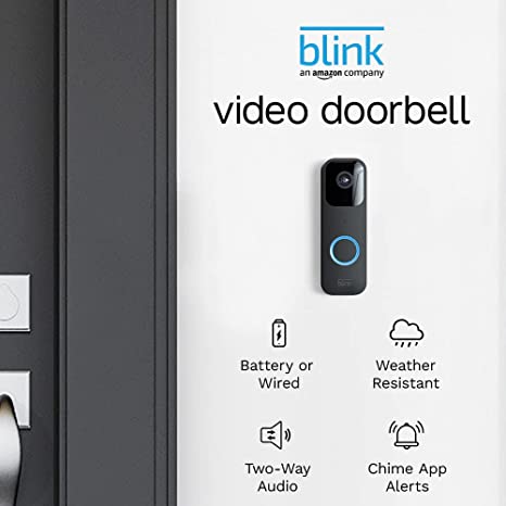 Introducing Blink Video Doorbell Black   Echo Dot (4th generation) Charcoal | Two-way audio, HD video, motion and chime app alerts, easy setup, weather resistant and Alexa enabled — wired or wire free