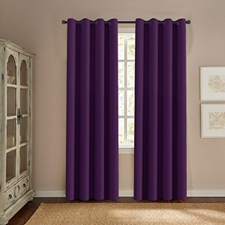 H.VERSAILTEX Ultra Soft and Smooth Innovated Microfiber Thermal Insulated Blackout Window Curtains for Bedroom/Living Room - 52" W by 84" L-Solid in Plum Purple (One Panel)