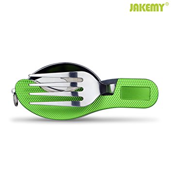 JAKEMY JM-PJ1009 5 in 1 Stainless Steel Outdoor Folding Tableware Knife Spoon Fork Set