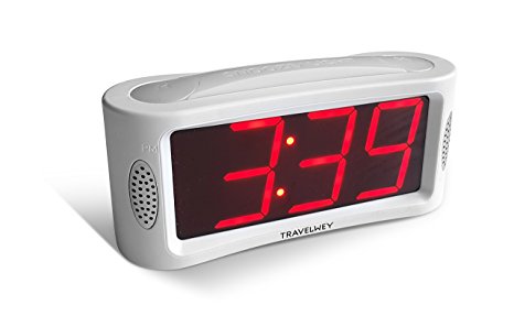 LED Digital Alarm Clock - Outlet Powered, No Frills Simple Operation, Large Night Light, Alarm, Snooze, Full Range Brightness Dimmer, Big Red Digit Display, White