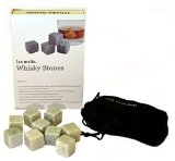 Whisky Soapstones Rocks Stones - Set of 9 Grey Whisky Chilling Rocks in Gift Box with Velvet Carrying Pouch