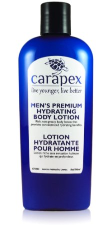 Body Lotion for Men - Carapex Premium Hydrating Body Lotion for Men, Natural Unscented Body & Hand Lotion for Dry Skin, Sensitive Skin, Rough Skin, No Parabens, Non Greasy, 8oz 240ml