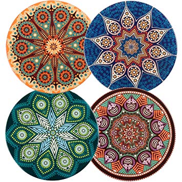 Ceramic Coasters Absorbent for Drinks (Mandala and Bohemia Style)