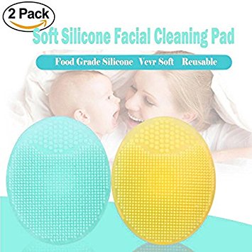 2 Piece Facial Cleansing Pads, Soft Silicone Face Scrubbers Exfoliators Face Cleansing Tool, Perfect for Massage, Washing Pore Cleanser, Blackhead Removing, Exfoliating and Baby Shower
