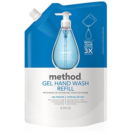 Method Naturally Derived Gel Hand Wash Refill, Sea Minerals, 34 Ounce