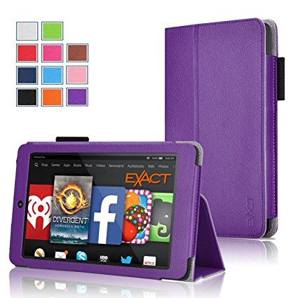Fire HD 6 Case - Exact Amazon Kindle Fire HD 6 Case [PRO Series] - Premium PU Leather Folio Case for Amazon Kindle Fire HD 6 (2014) Purple