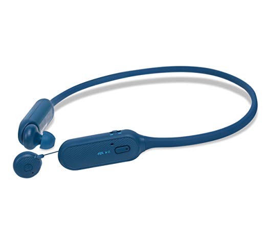 EXFIT BCS-A1 Wireless Bluetooth Headphones, Fast Charging, Retractable Earbuds, Splash and Sweat Resistant, Siri and Google Assistant Compatible, Carry Pouch (Blue)