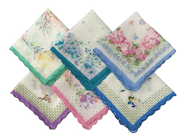 Forlisea Womens Beautiful Cotton Floral Handkerchief Wendding Party Fabric Hanky