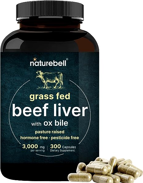 Grass Fed Beef Liver Capsules with Ox Bile, 3,000mg Per Serving, 300 Count | Pasture Raised Bovine – Supports Energy, Detoxification, Digestion, & Immune Health – Hormone & Pesticide Free