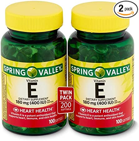 Spring - Valley Vitamin E Dietary Supplement Twin Pack 180 mg - 100 Softgels Pack of 2