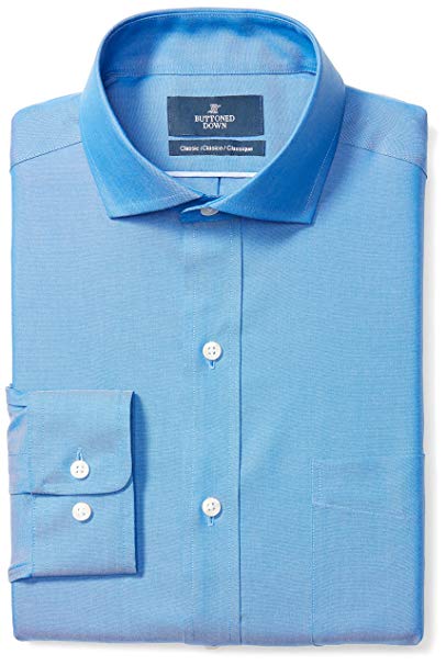 BUTTONED DOWN Men's Classic Fit Cutaway-Collar Solid Non-Iron Dress Shirt