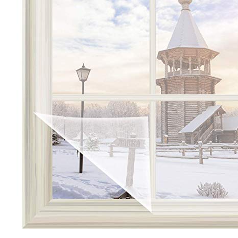 RABBITGOO Window Insulation Film Kit 62" x 210" - Indoor Window Shrink Film Insulator Kit for Winter Energy Saving, Crystal Clear