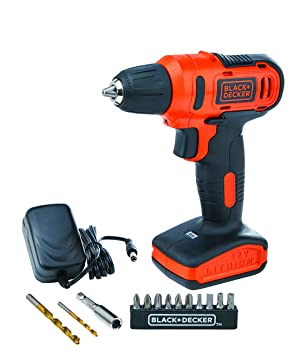 BLACK DECKER LD12SP-IN 12V 10mm Li-ion Cordless Variable Speed Reversible Drill/Driver with 10 Screwdriver and 2 Drill Bits