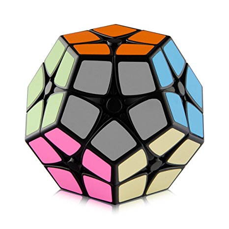 D-FantiX Shengshou 2x2 Megaminx Speed Cube Smooth Pentagonal Dodecahedron Puzzles Cube Black with Cube Stand