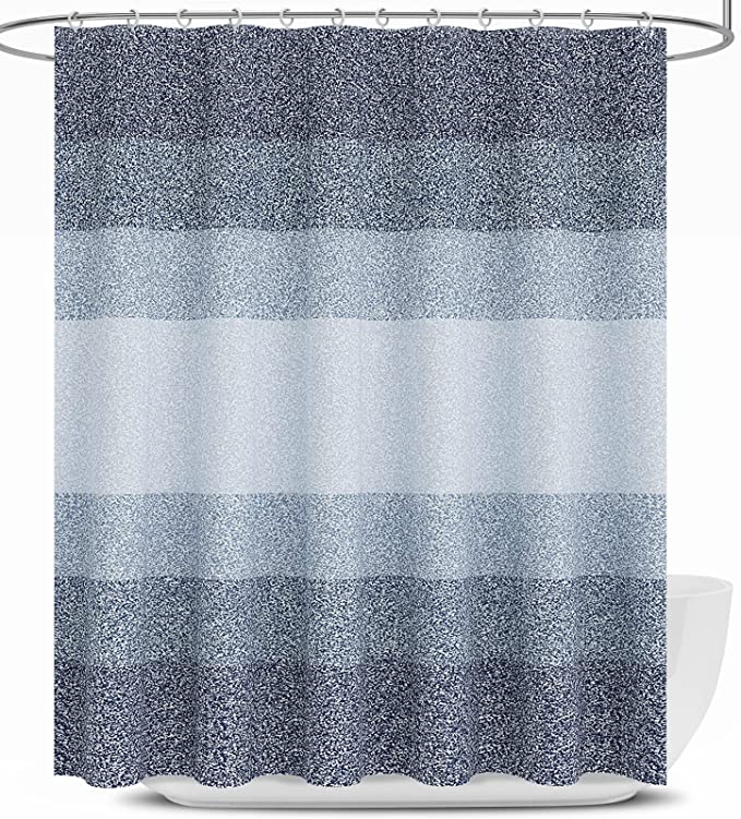 OLANLY Waffle Shower Curtain 72x72 Inches, Heavyweight Fabric, Machine Washable, Waterproof, Hotel Luxury Spa, Simple Modern Blue Shower Curtains for Bathroom, Guest Bath, Stalls and Tubs