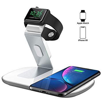 Seneo Dual 2 in 1 Wireless Charger, Apple Watch Charging Stand, Nightstand Mode for iWatch Series 5/4/3/2,7.5W Fast Charging for iPhone 11/11 Pro Max/XR/XS Max/Xs/X/8/8P/Airpods Pro/2(No iWatch Cable)