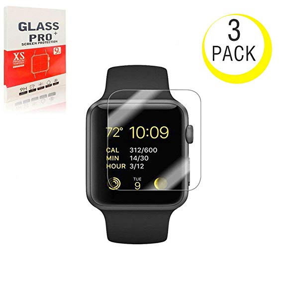(3Pack) for Apple Watch Screen Protector 42mm, NiceFuse for Apple Watch Tempered Glass Screen Protector, Anti-Scratch Scratch Resistant Scratch-Proof Screen Film for Apple iWatch 42mm Series 1/2/3