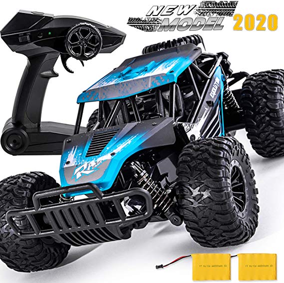 Fast RC Car for Kids - 1:14 Big Remote Control Truck with 2 Rechargeable Batteries - Monster Truck for Offroad, Racing Electric Vehicle Hobby Toy for Boys, Adults - Great Gift for Children