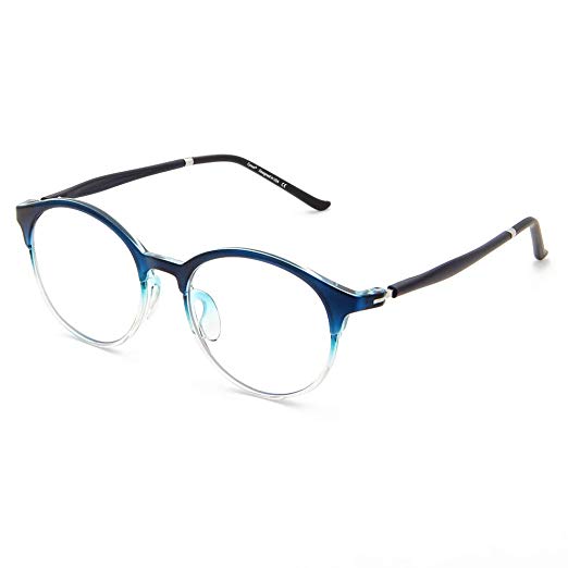 Cyxus Retro Computer Glasses Blue Light Filter (Ultem Lightweight Flexible) Reduce Eye Fatigue Headache (8066T32, Gradient Blue)